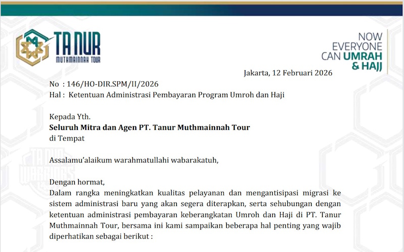 Edaran Pembayaran Haji dan Umrah